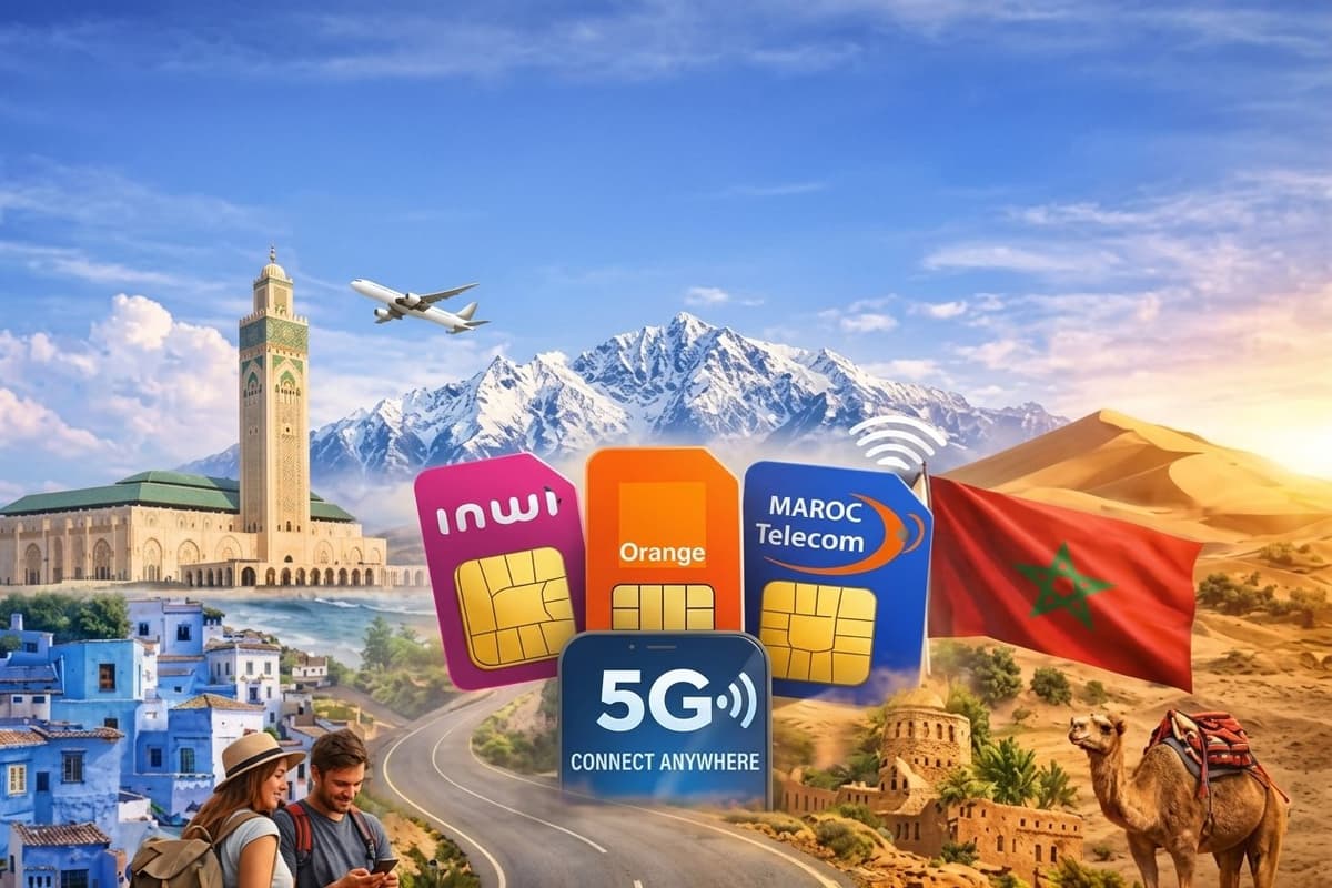 Morocco SIM card and eSIM for tourists with Maroc Telecom Orange and inwi